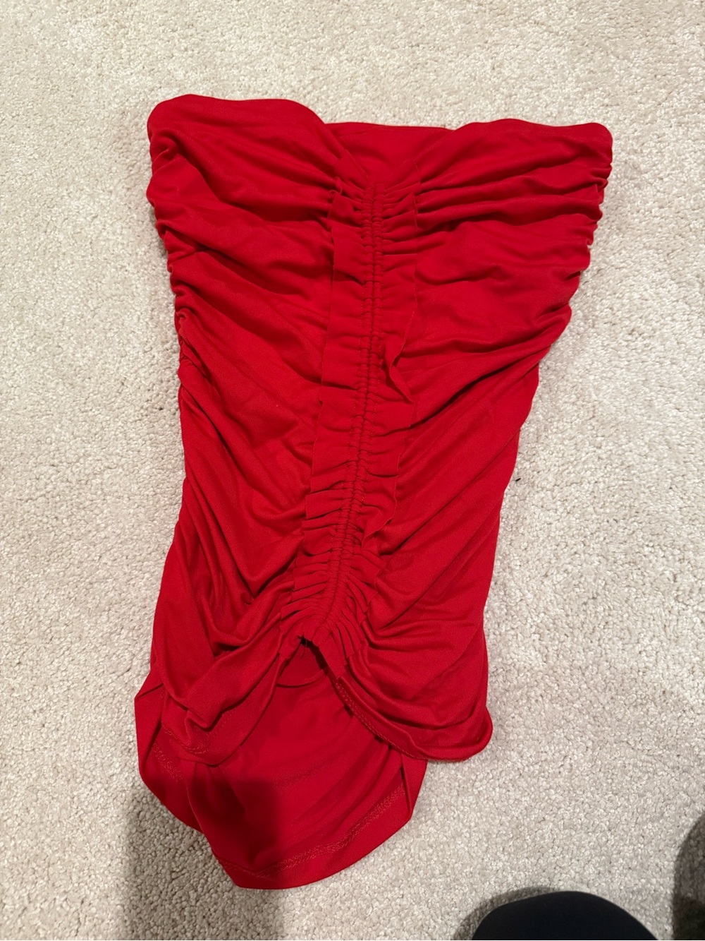 Susana Monaco Red Ruched Strapless Top